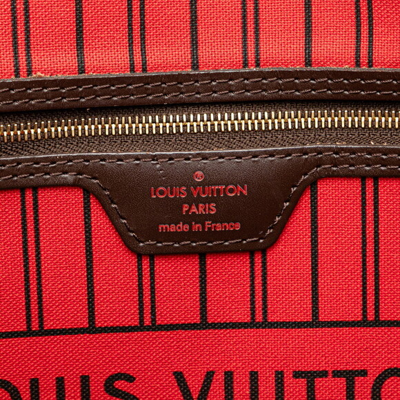 Louis Vuitton Damier Neverfull Shoulder Bag Tote Brown Leather - Picture 7 of 8